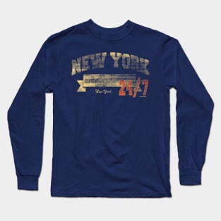 New York Open 24/7 Distressed Retro print Long Sleeve T-Shirt